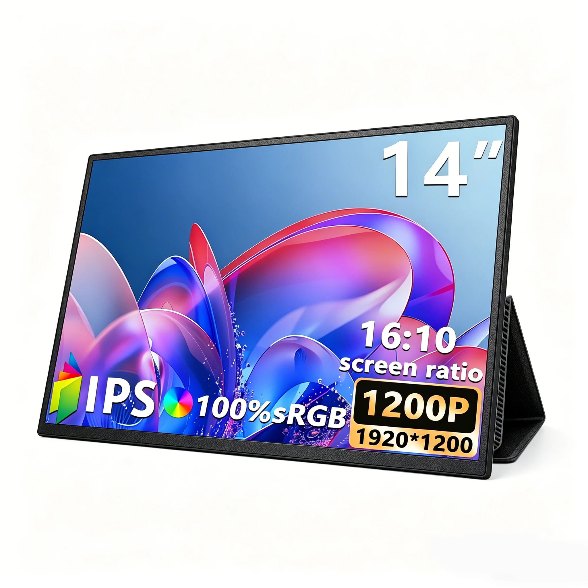14 Inch Portable Monitor 19201200 16:10 IPS 60Hz VESA External Gaming Screen with Protective Case for Laptop Switch PS4/5 Xbox
