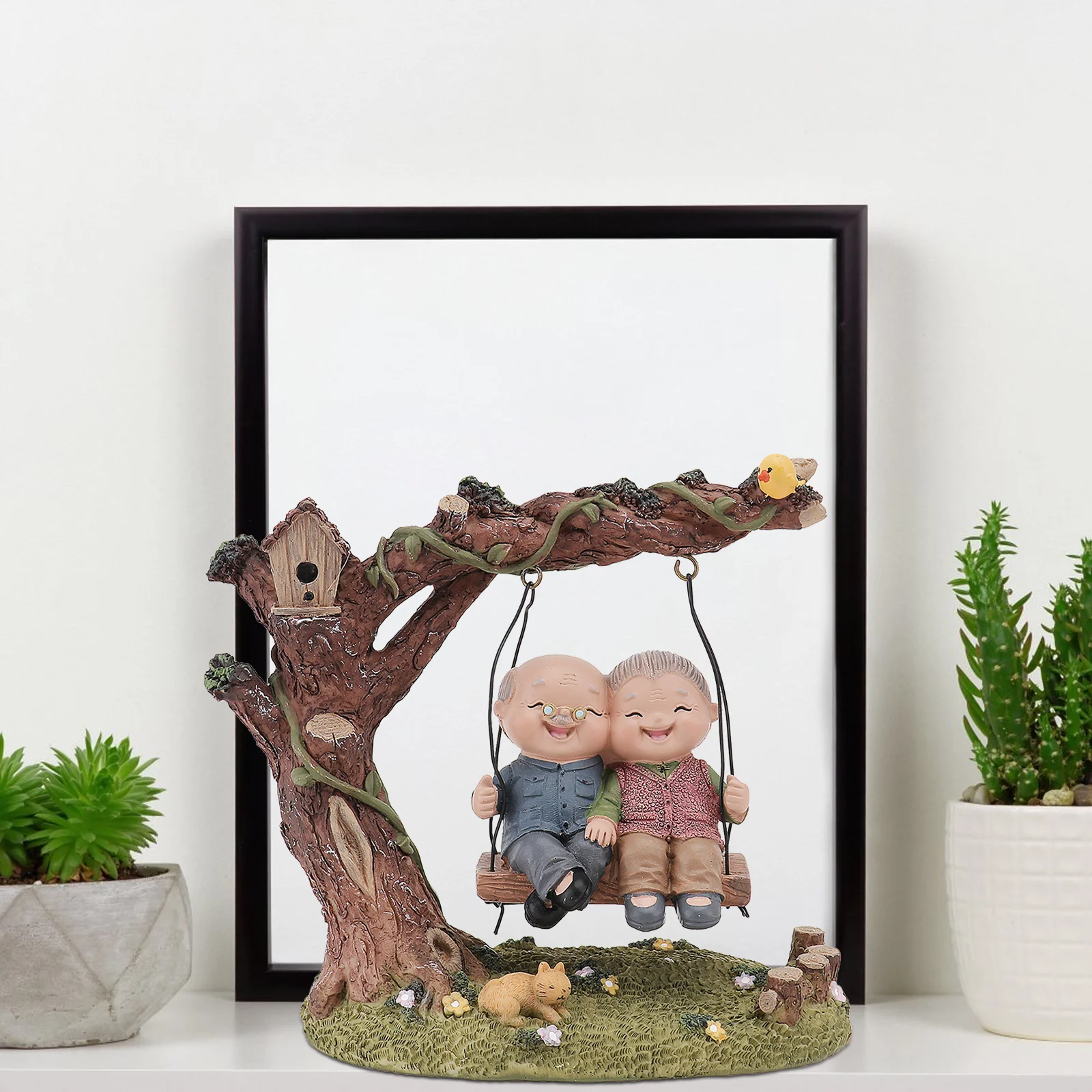 

1Pcs Elder Statues Resin Craft Handmade Home Decor Desktop Ornament for Living Room Bedroom Shelf Decorative Accessory