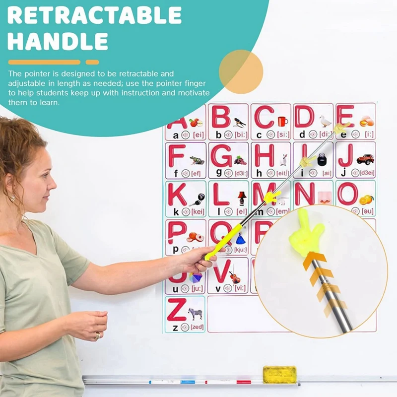 4 Pcs Teacher Pointer Stick Telescoping Hand Pointer Retractable Pointer Finger Reading Aid For Presentation Whiteboard