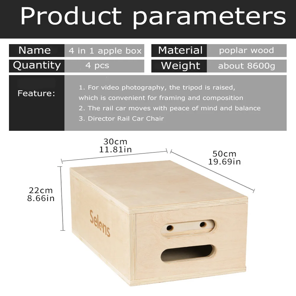 Selens 4 in 1 Apple Box combination Set Photo Studio Track Box Apple Box Studio Portrait Photo Foot Box Photography Accessories