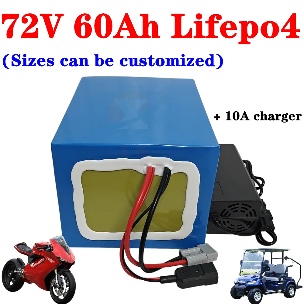 XN lithium 72V 60Ah lifepo4 battery pack BMS 24S 76.8V deep cycle 170*265*340mm per 5000W 3500W bike scooter moto