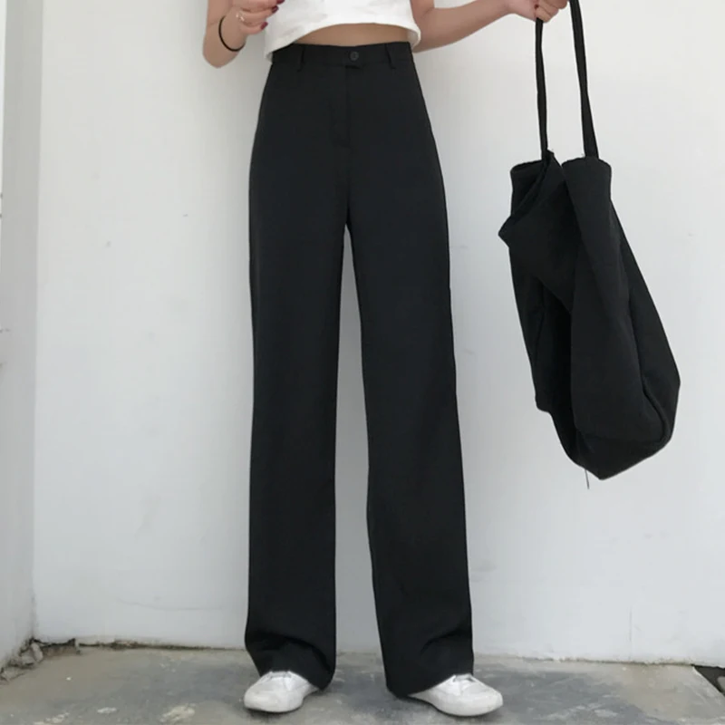 High Waist Wide Leg Pants Women's Summer Casual Loose Trousers Dragging Ground Pants Cec HyunA Style Korean Fashion