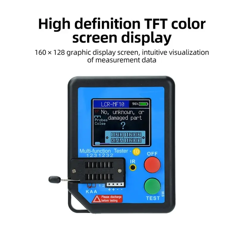 AB34-LCR-MF10 128X160tft Transistor Tester Capacitor/Inductor/Resistor/Diode/Zener/SMD Test Meter With Auto Recognition