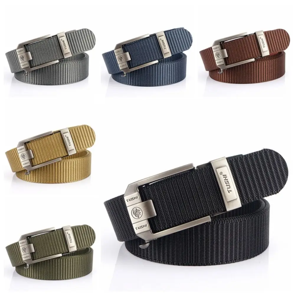 Cintura da uomo in lega di nylon con lettera retrò di lusso Cintura versatile non porosa con fibbia ad ardiglione Addensare cinture casual classiche Accessori per la vita