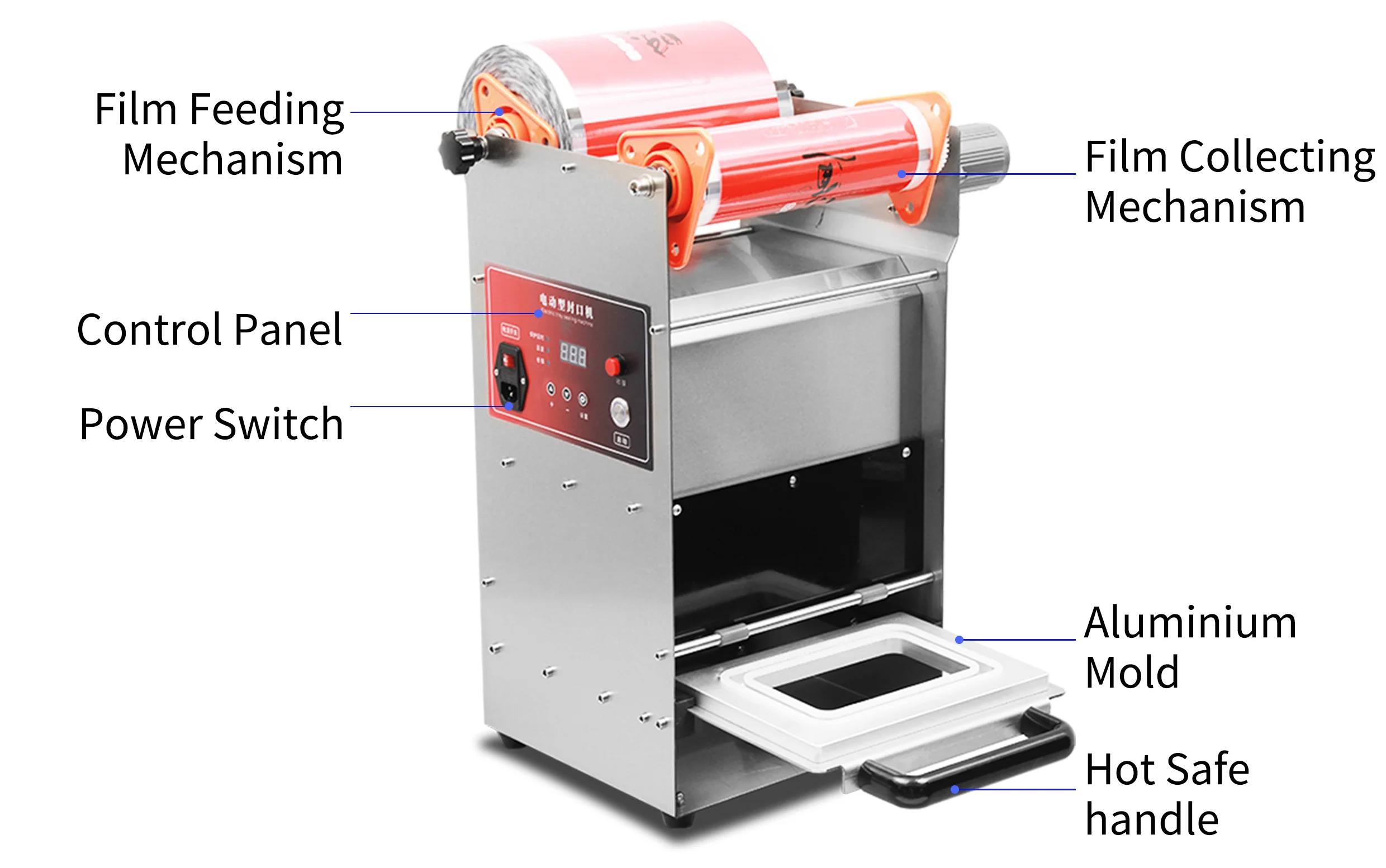 Semi-Automatic Beverage Meals Food Tray Sealing Machine Desktop Electric Heat Sealing Packaging for Plastic Film Foil Paper