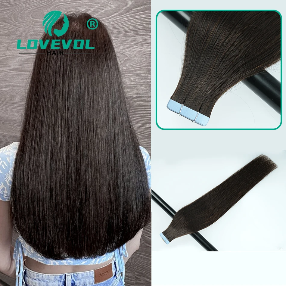 Tape in Remy Hair Extensions Natural Black 20pcs 40g Tapein Seamless Real Hair Extensions Straight Brazilian Hair Tape On