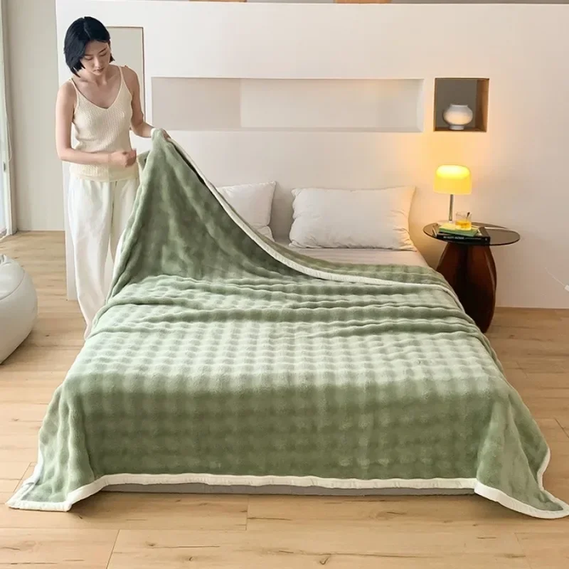 

2024 rabbit velvet long hair 330g double-sided bubble velvet nap blanket air conditioner blanket warm thickened velvet blanket
