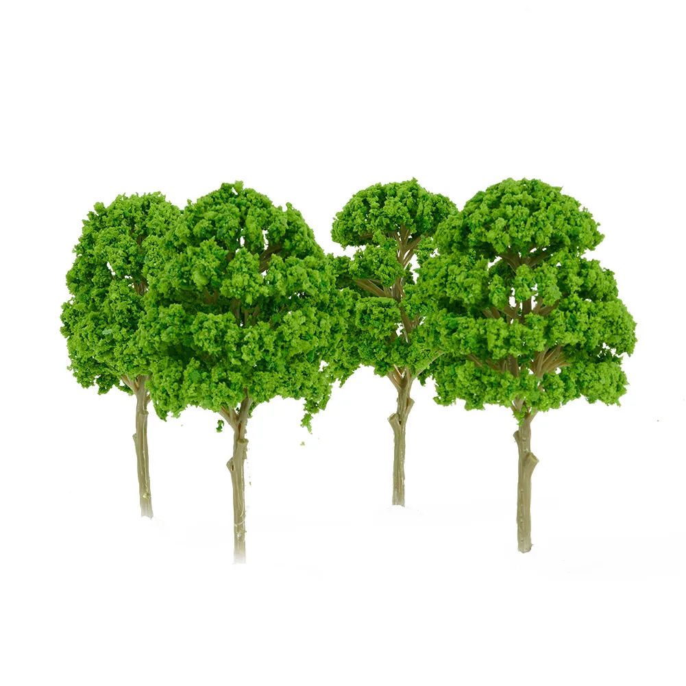 5pcs Plastic Green Model Train Artificial Miniature Trees Scenery Railroad Decoration Building Landscape DecorToys For Kids