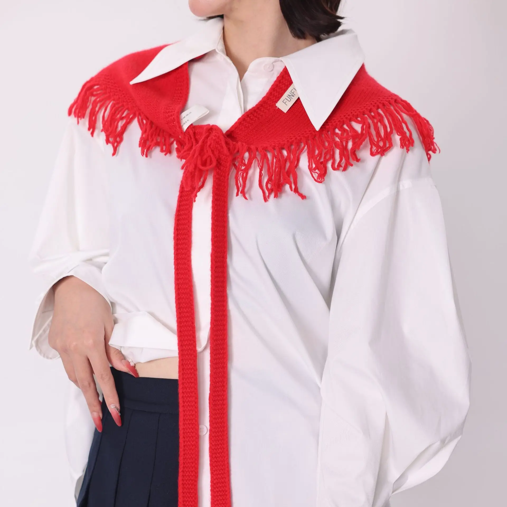Small triangular scarf wide waist belt spring and autumn Korean-style fashionable fringe shirt tie decorative shawl
