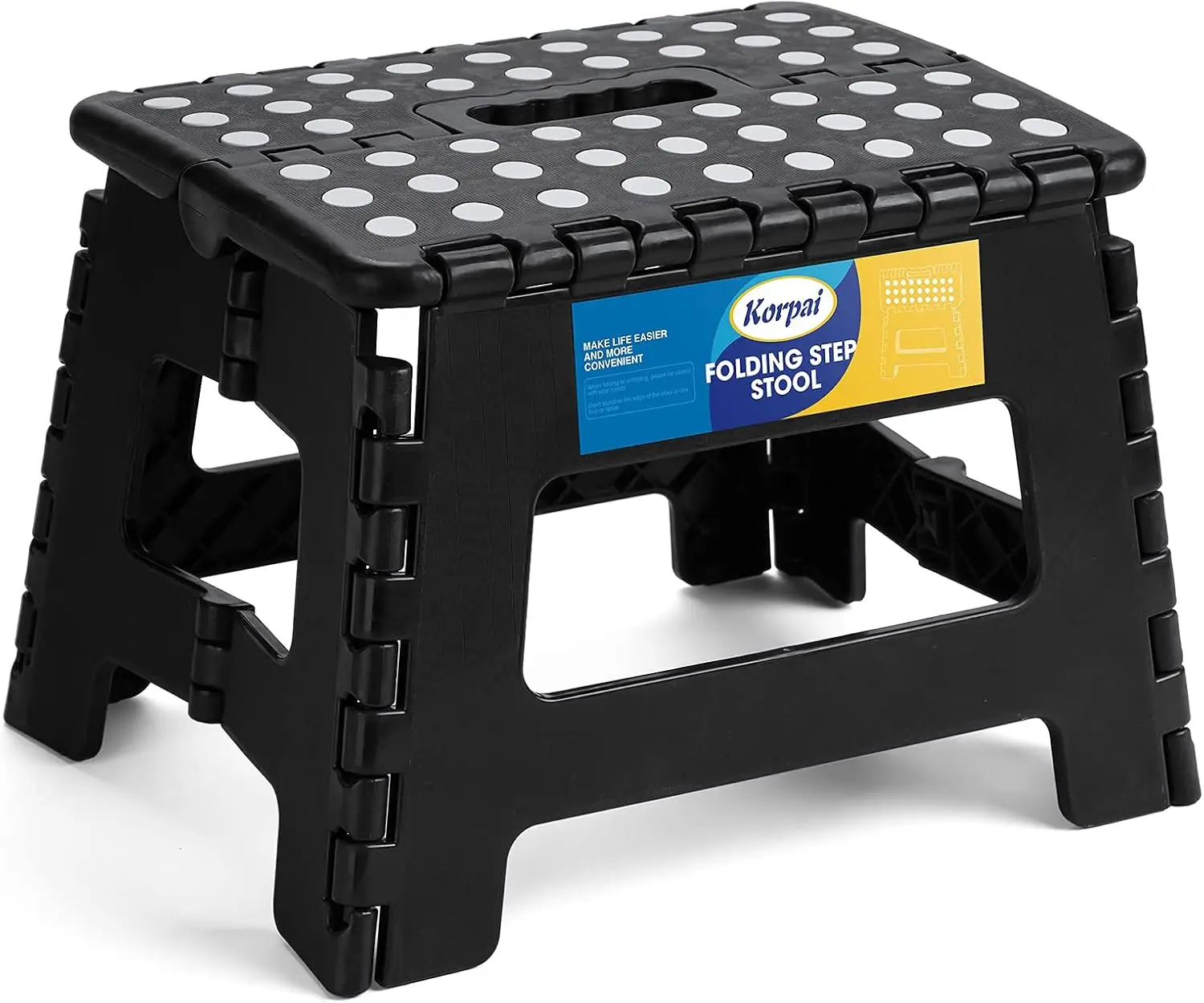 

9" Folding Step Stool for Adults & Kids, Non-Slip, Portable, Black