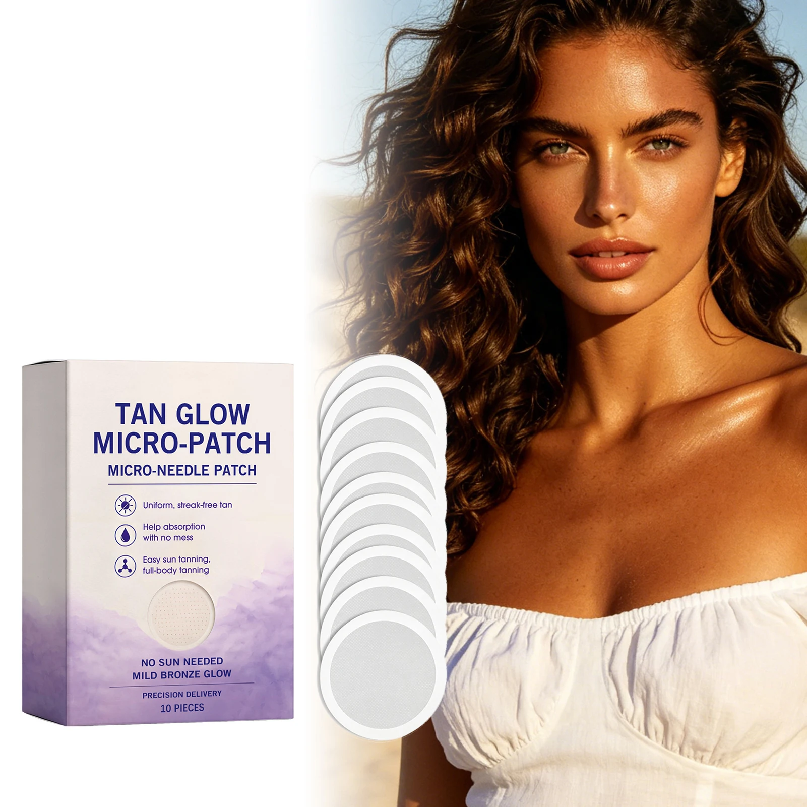 Sunless Tanning Patch For Body Microneedles Self-Tanning Stickers Breathable Natural Bronzes Finish For Beach Vacation Essential