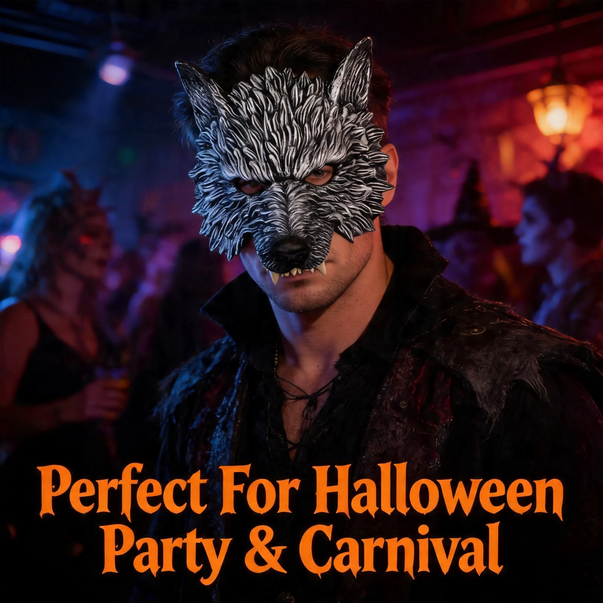 Realistische 3D-Wolfsmaske für Erwachsene, Weiches Kunstleder-Material, Ideal für Halloween-Cosplay & Maskenbälle – Detail 5