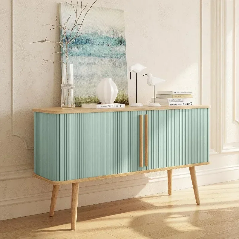 

Decorative Cabinet with Doors and Shelves - Living Room Decorative Storage Cabinet with Blue Doors, Office Sideboard