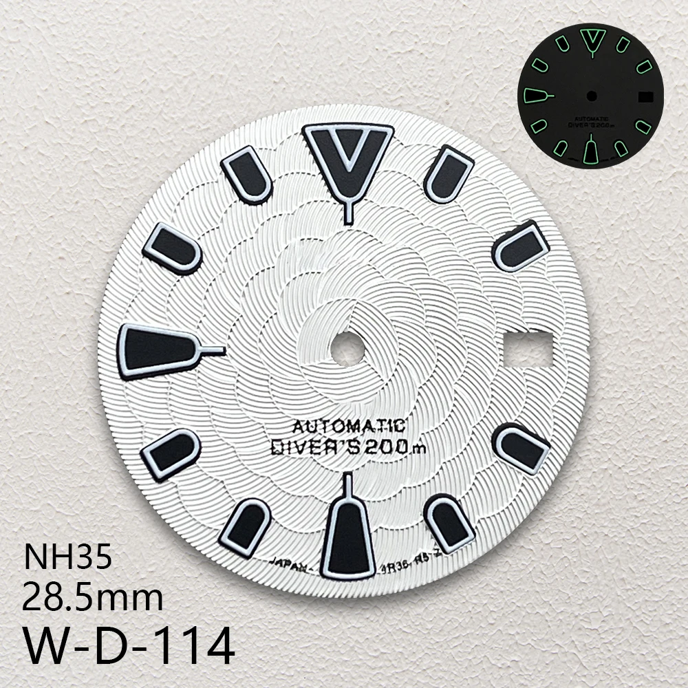 Esfera con logotipo S de 28,5mm, accesorio de modificación de reloj, compatible con NH35/NH36, movimiento japonés, flor de loto verde luminosa, alta calidad