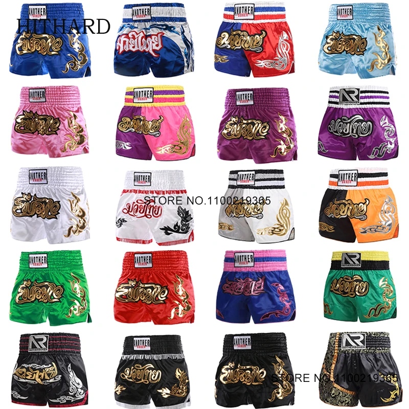 

Muay Thai Shorts Men Women Kids Boxing Shorts Satin Combat Martial Arts MMA Training Clothing Sports Cage Fight Kickboxing Pants