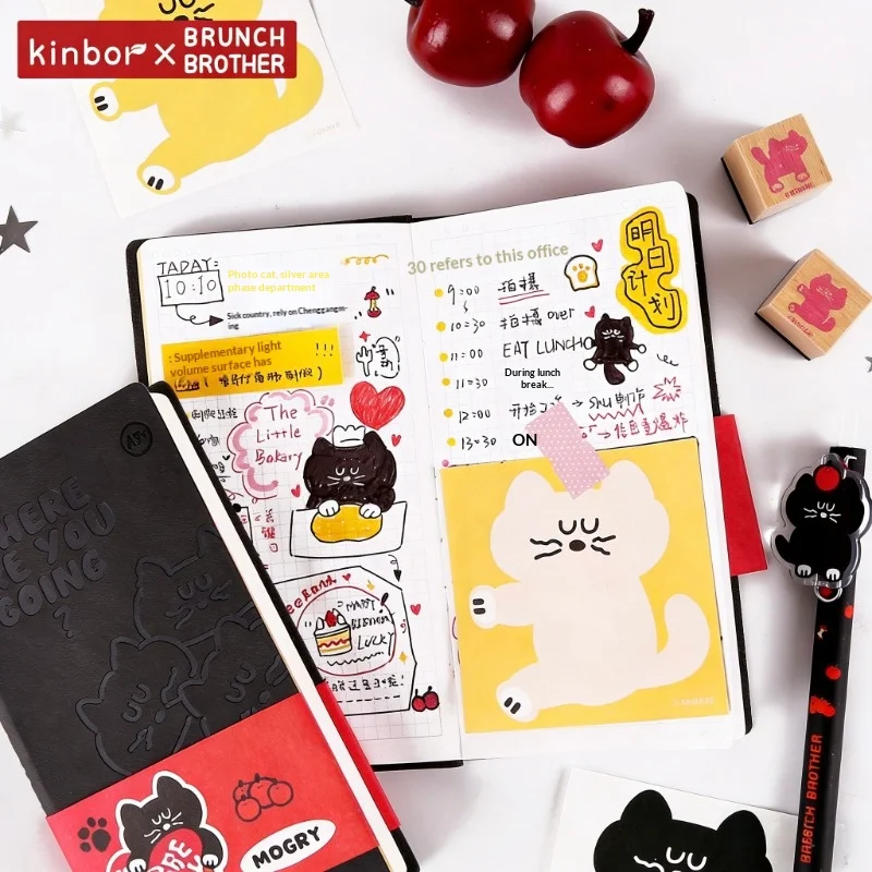 

Kinbor BB Joint A7 Noteboo Mini Pocket Planner PU Leather Surface With Grid and Blank Inner Pages Cute Cartoon Travel Diary