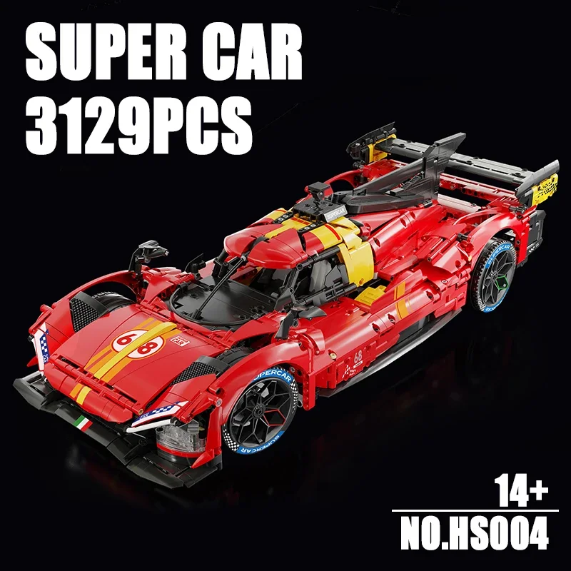 

3129 деталей, техническая модель спортивного автомобиля 1:8 499P, конструктор, игрушки для сборки, украшения для дома, праздничные подарки для детей и взрослых