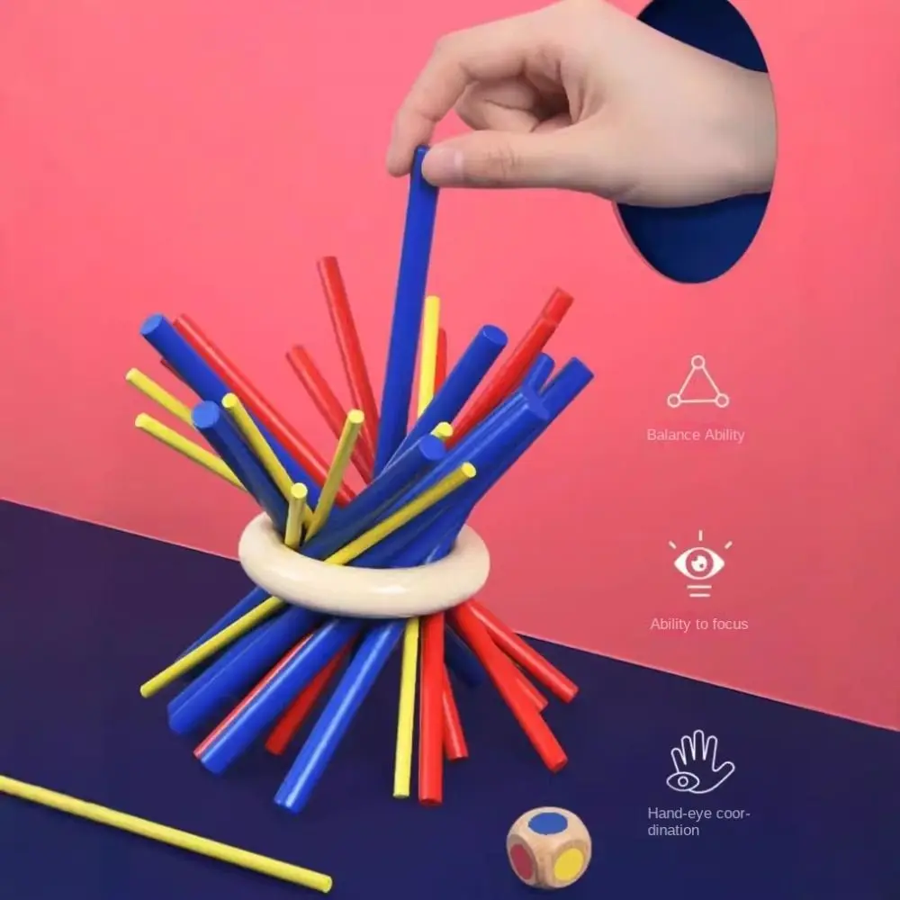 Balance und Geduld Training Holz Pick-Up Sticks Spiel Montessori Würfel Lernen Farbe Spielzeug Frühe Pädagogische Sicherheit