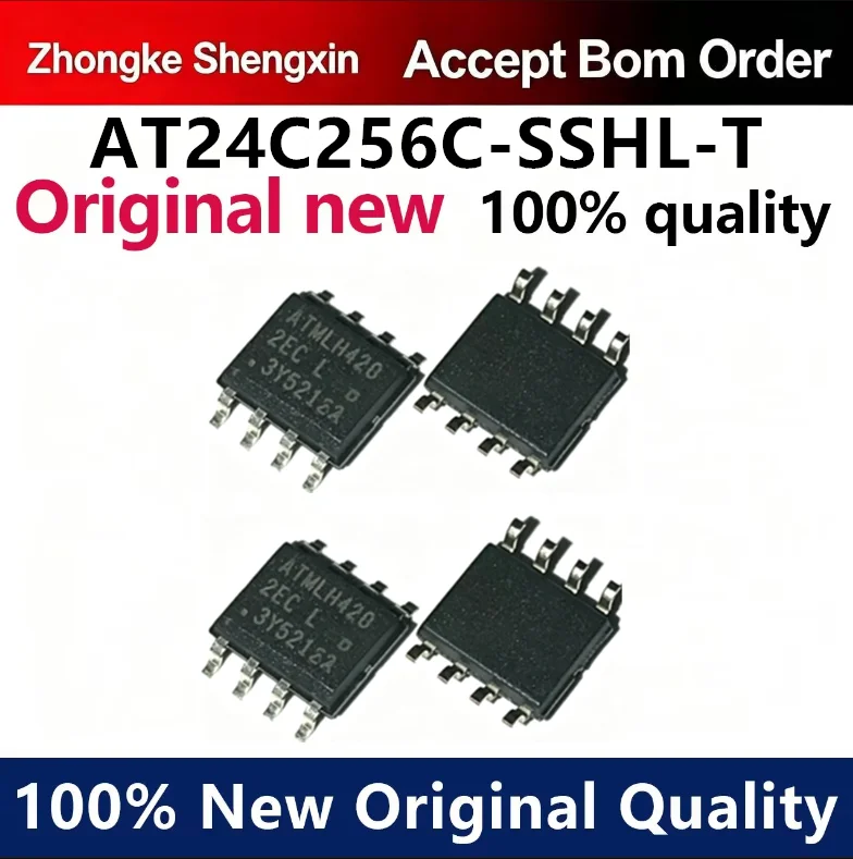 （5pcs-10pcs）Newly imported original AT24C256C-SSHL-T silk screen 2ECL patch SOP-8 storage IC