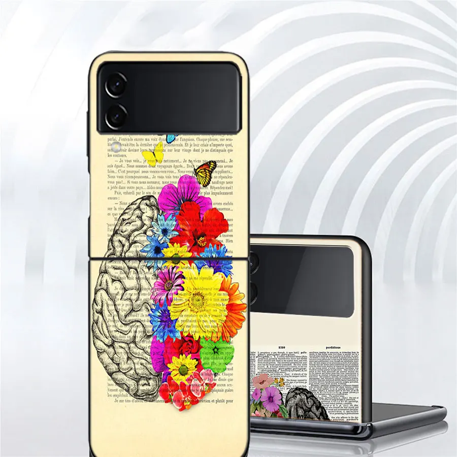 Medical Human Organs Brain Meridian Kidney Phone For Samsung Galaxy Z Flip 5 4 5G Case Luxury Cover Z Flip 6 3 5G Black Cases Sh