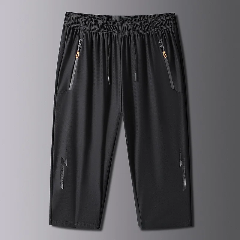 

Мужские летние тонкие быстросохнущие свободные брюки из ледяного шелка, укороченные (7/8 длины), спортивные, до середины икры, свободного кроя, дышащие, из полиэстера