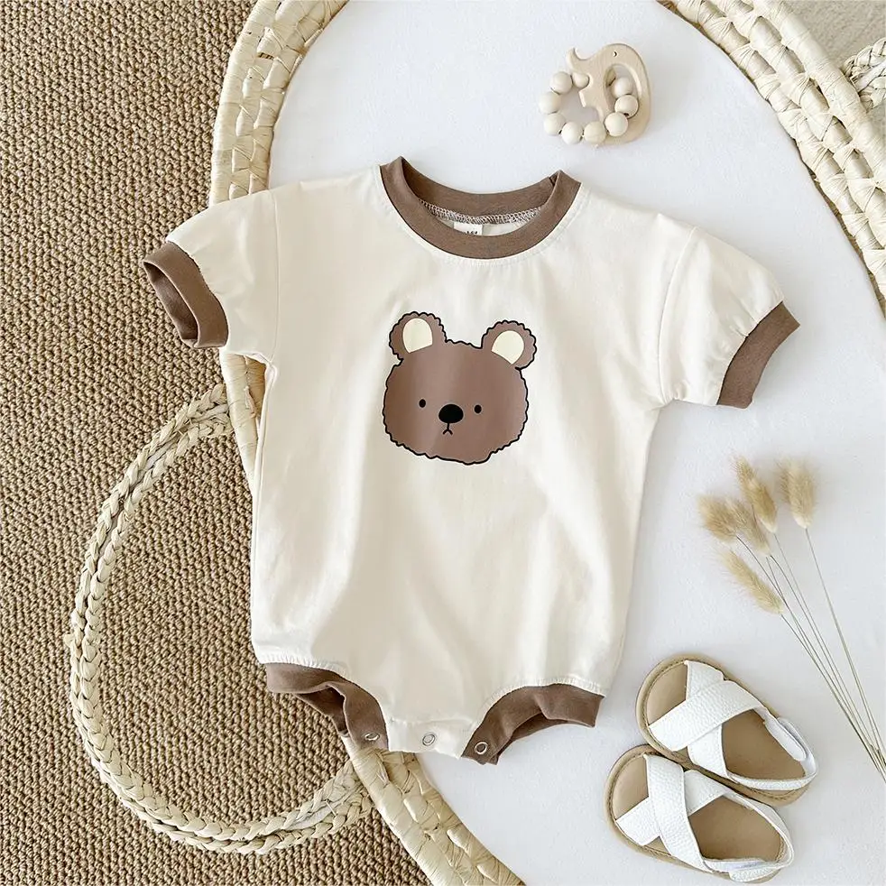 Korea 2024 Summer Newborn Baby Girl Boys Rabbit Casual T shirt Romper Bodysuits Jumpsuit Toddler Boy Clothing Cotton One-pieces