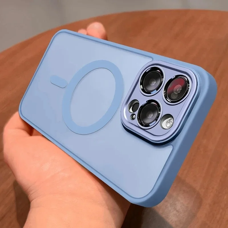 Scratch-resistant Frosted Transparent Phone Cases for iPhone 11/12/13/14/15/16 Shockproof Magnetic Anti-Slip Half Coverage Shell