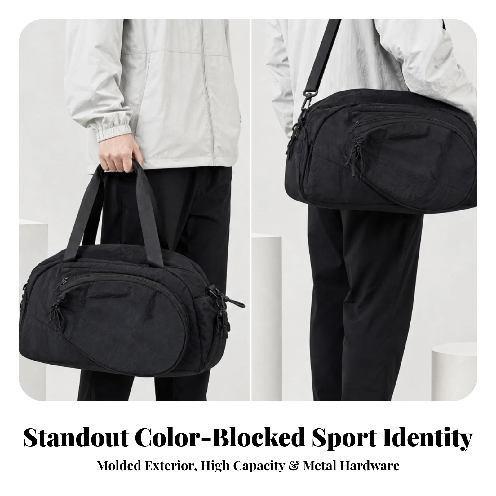 Sports Bag Portable Extended Sports Bag with Zippered Compartments Large Capacity Long-Lasting for Gym, Weekend Trips