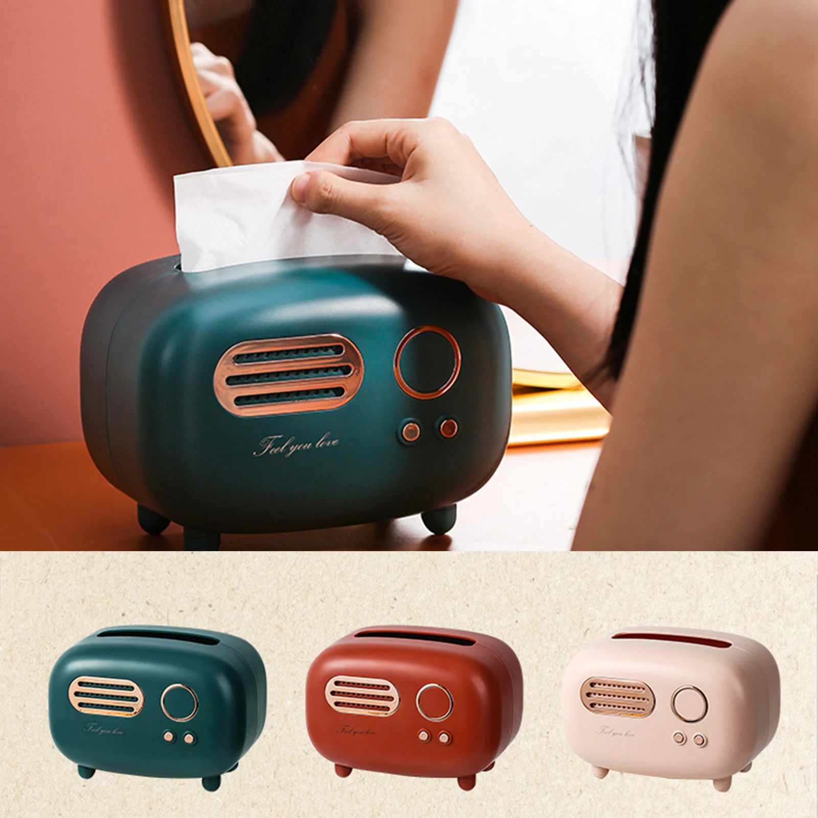 Tissue Box Holder Modern Exterior Design  For Bathroom, Vanity Countertop, Tabletop, Car, Griege