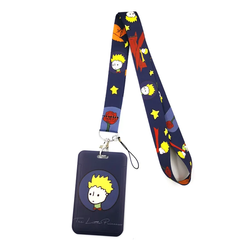 Little Prince Black Creative Lanyard Card Holder Student Hanging Neck Phone Lanyard Badge Subway Access Card Holder Accessories