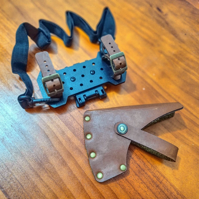 Outdool Tactical Molle Clip accessori portatili con copertura della lama dell'ascia durevole ascia in pelle Pu guaina Bushcraft strumenti da campeggio