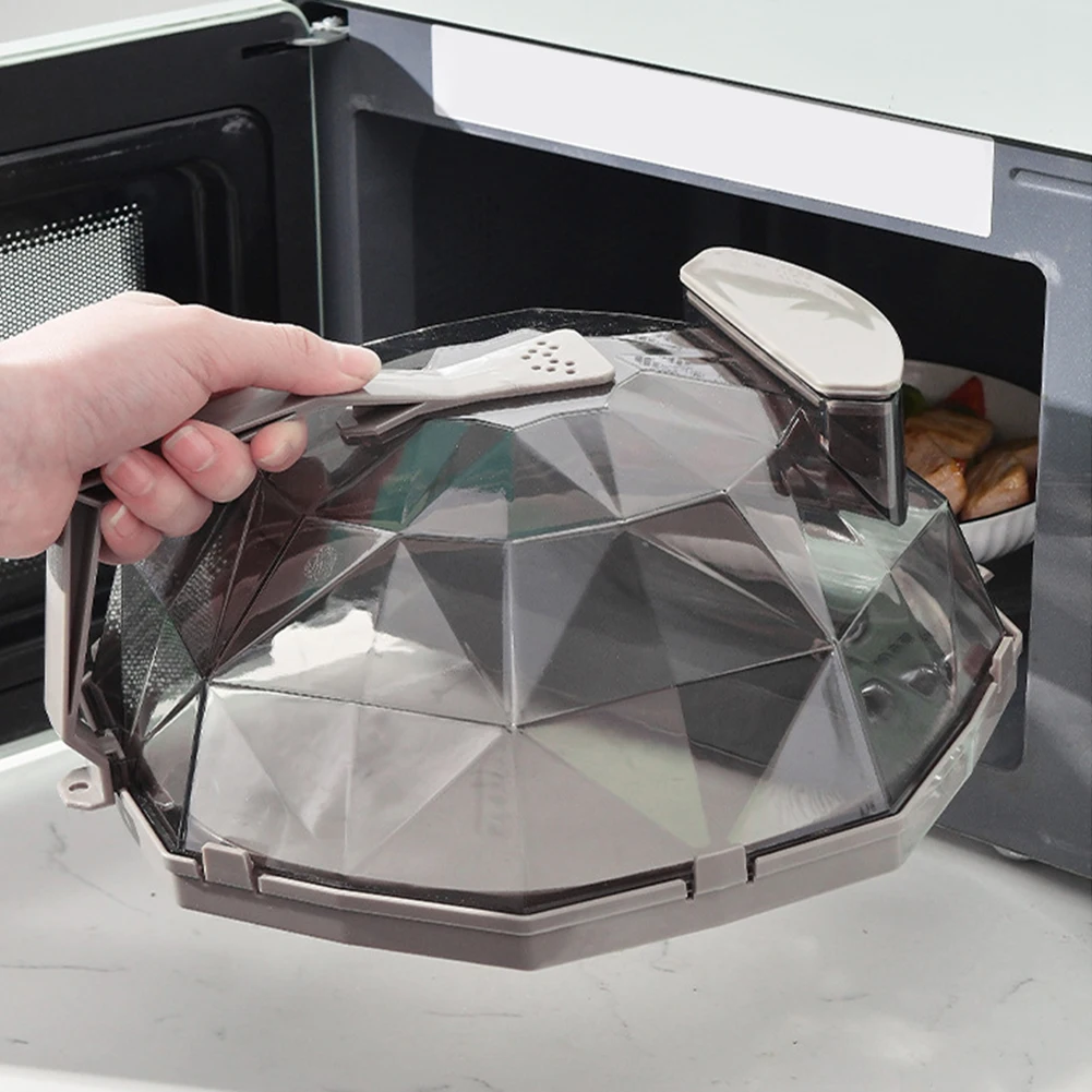 Microwave Cover for Food with Handle & Water Storage Box Clear Microwave Oven Splatter Guard 11.41in Plate Covers Kitchen Gadget
