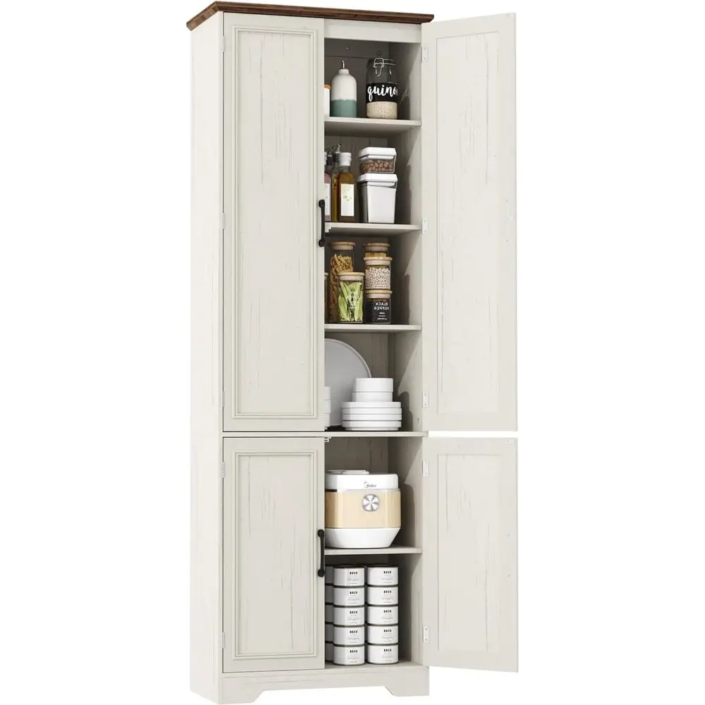 72 Tall Kitchen Pantry Cabinet with Adjustable Shelves, 6-Tier Freestanding Cupboard for Dining, Living Room or Bathroom, Antiqu
