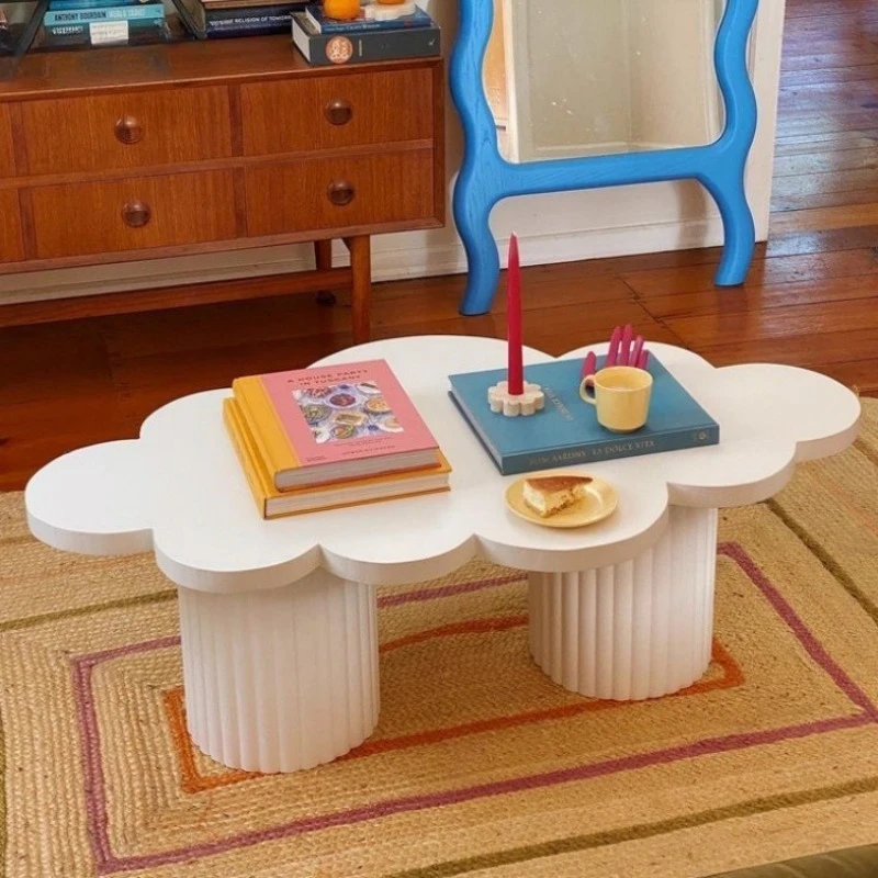 

Round small apartment living room coffee table, small stroke coffee table, simple modern cream rock slab