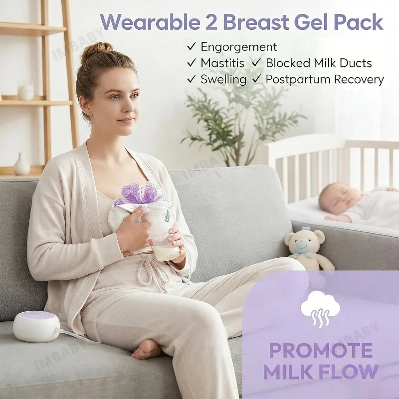 IMBABY Breast Hot Cold Gel Pads Reusable Warm Cold Therapy Ice Pack for Breastfeeding Engorgement Mastitis Postpartum Relief
