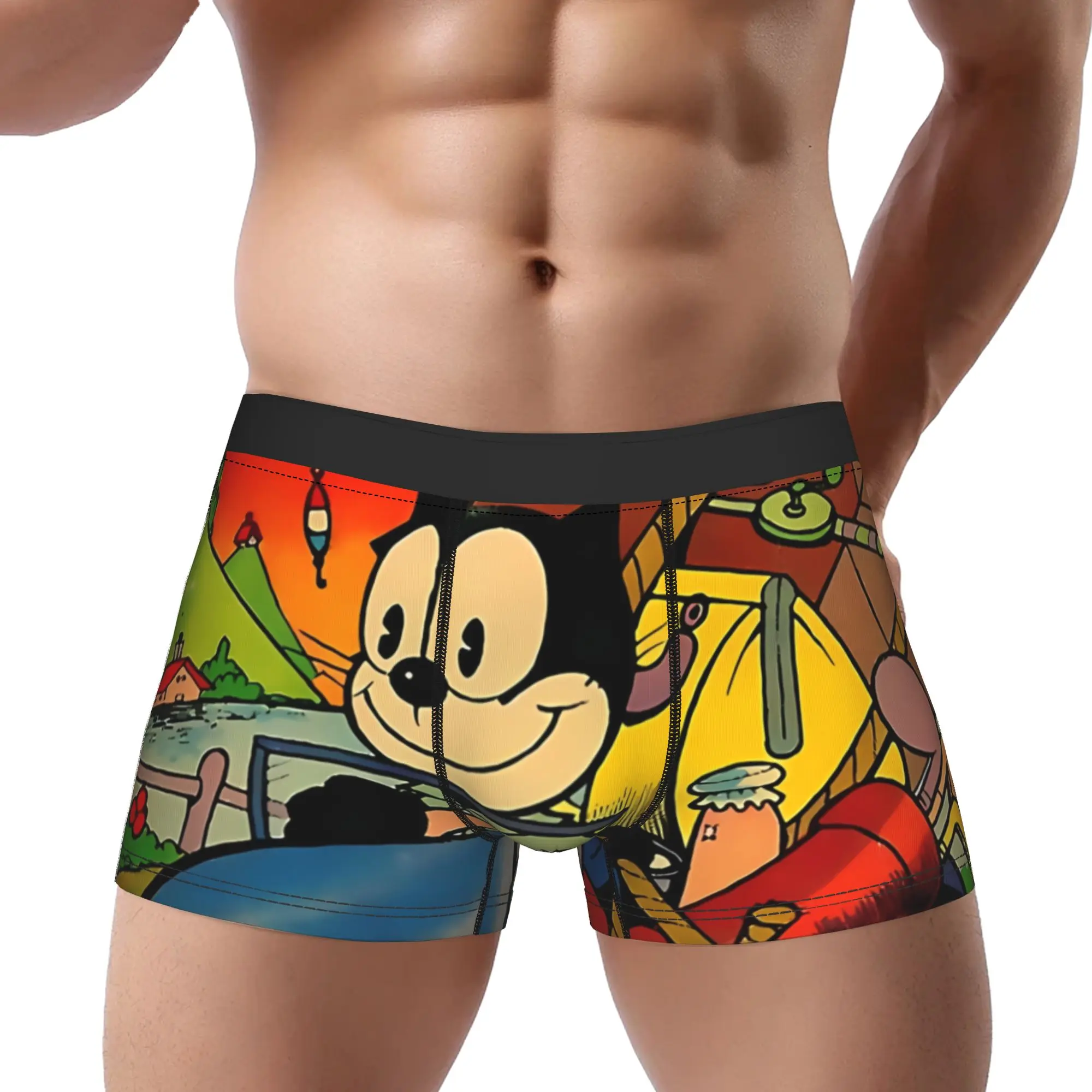 

Мужские трусы-боксеры с милым котом Феликсом, дышащие, вентилируемые