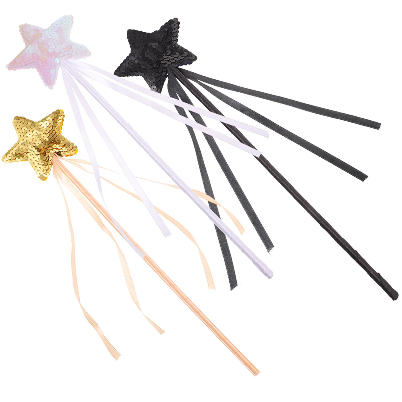 

3pcs Fairy Wands Star Shape Glitter Wand For Portable Angel Wands Party Cosplay Decorative Stage Props
