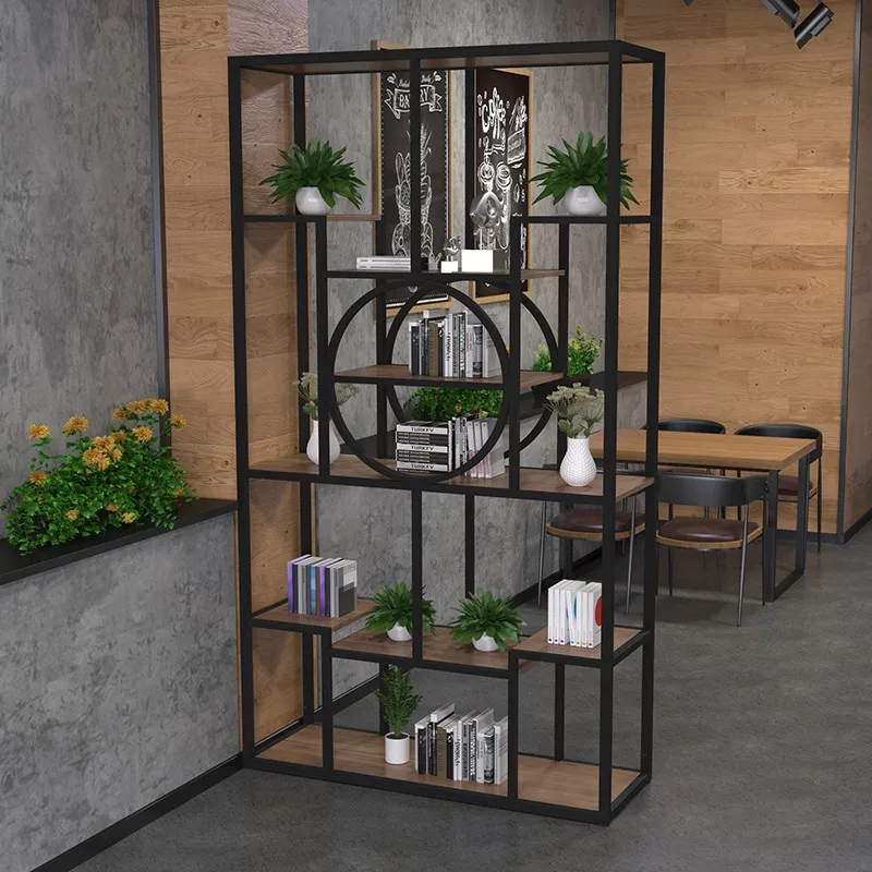 Wrought iron bogu frame modern simple living room partition study shelf floor combination storage