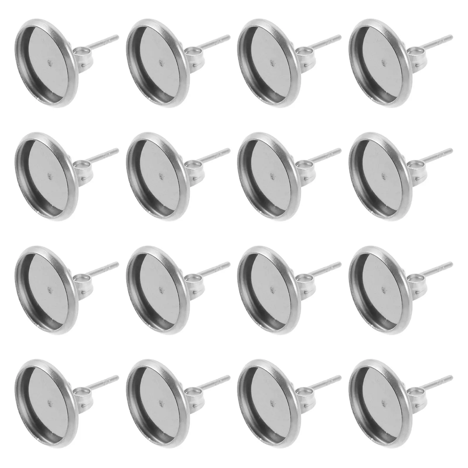 180 قطعة 6 مللي متر شقة مستديرة معدنية القرط إعدادات صينية الفولاذ المقاوم للصدأ كابوشون آخر الفراغات ل Findings بها بنفسك النتائج مجوهرات