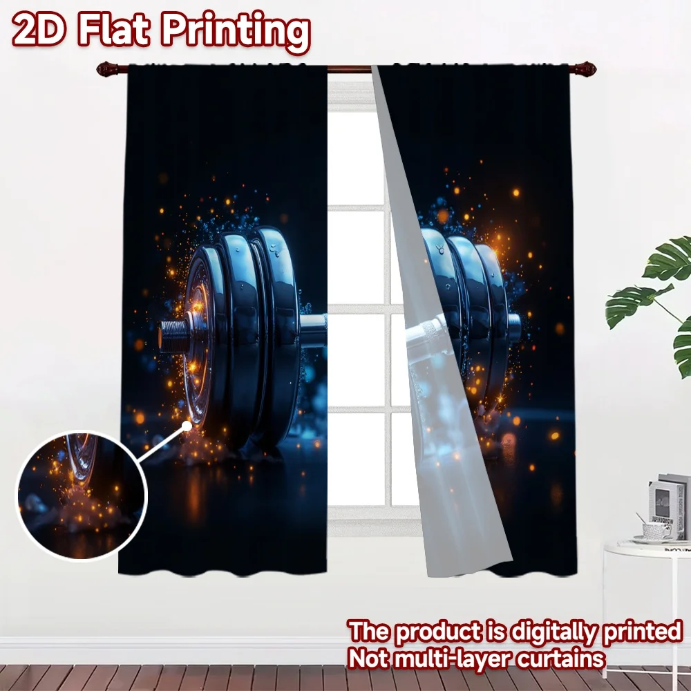 2D flat 2pcs Curtain French Romantic Style Dumbbell Weights Digitally printed polyester Family Party Decoration for Booths