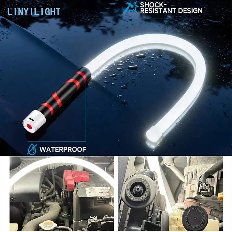 懐中電灯-曲げられるledライト-フレキシブルワークライト-車の修理用フレキシブルライトスティック-機械検査-狭い場所用