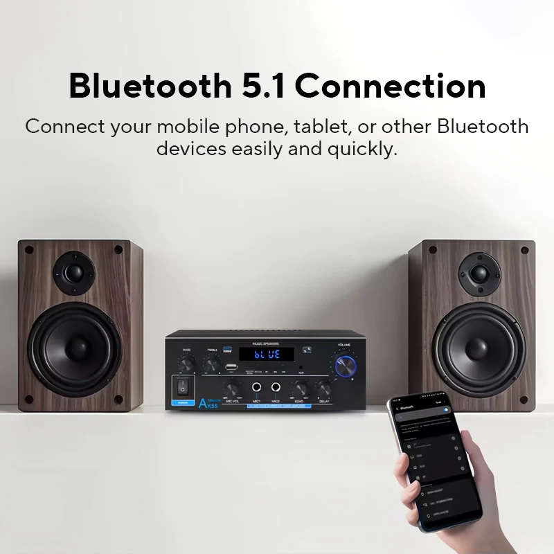 Woopker Amplifier AK55 900W Max 2.0 Channel Rated 70W+70W Bluetooth Audio Hifi AMP Karaoke Music Player Support 110V 220V 12V image 2