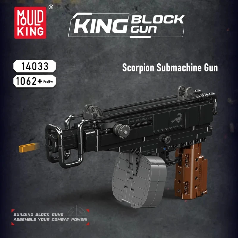 Mould King 14033 Pistola Subfusil Scorpion, Bloques de Construcción, Ensamblaje Técnico, Juego de Ladrillos DIY para Adultos y Niños, Regalos de Navidad