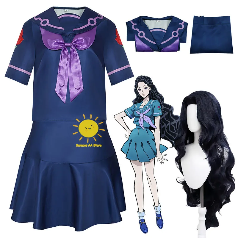 

Anime Yamagishi Yukako Cosplay Costumes JoJo's Bizarre Adventure Cosplay Tops Skirt Yukako Suits Wig Halloween Cos Adult Women