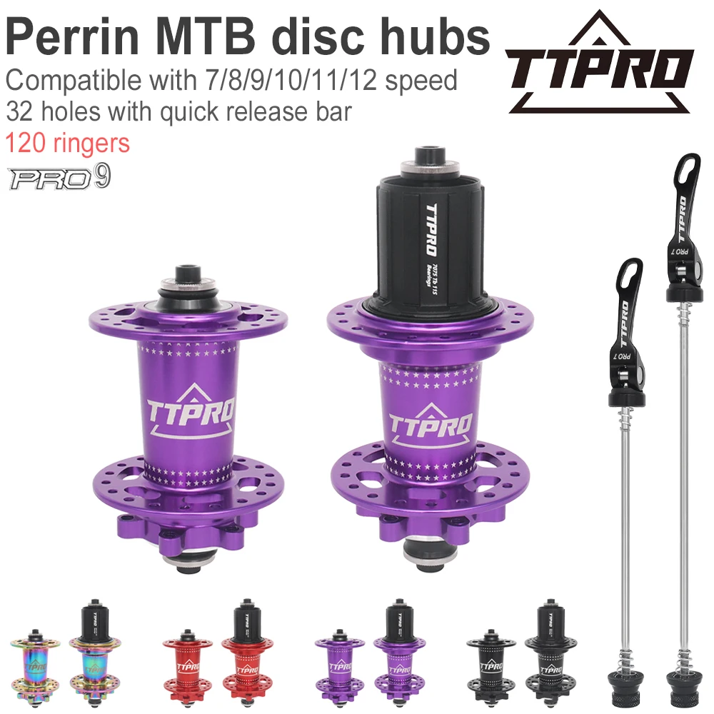

TTPRO PRO9 MTB Rear Hub 36H Bearing Freehub Compatible with Cube Bicycle Bushings for 7-12 Speed Mountain Bike Wheels