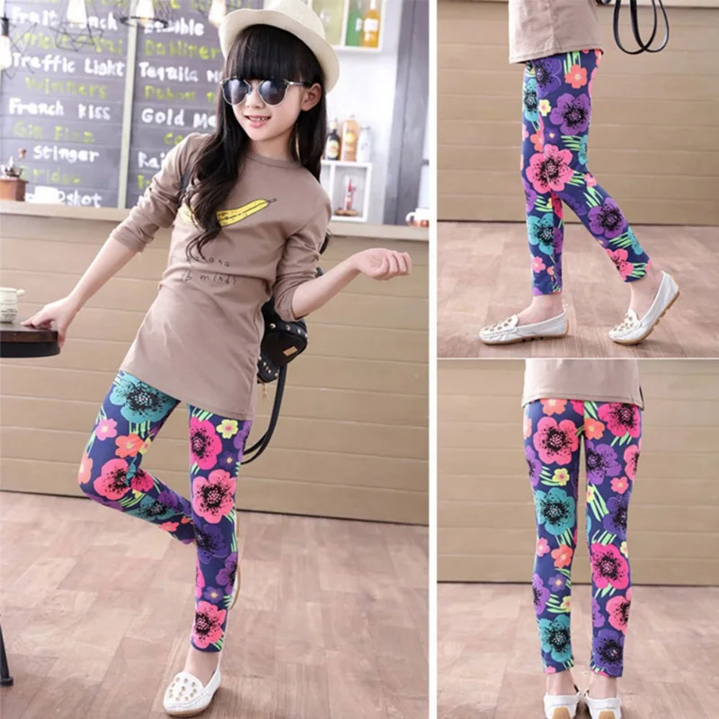 Children Girls\' leggings Spring Autumn Thin Kids Stretch Printed Milk Silk Pants Korean Children\'s Pants Summer Clothes