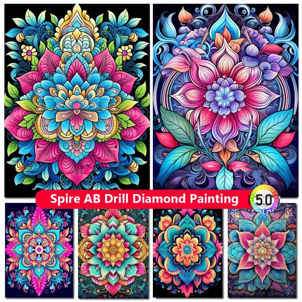 

Colorful Mandala Flower AB Diamond Painting Embroidery New Collection 2023 Fantasy Art Cross Stitch Mosaic Home Decoration Gift