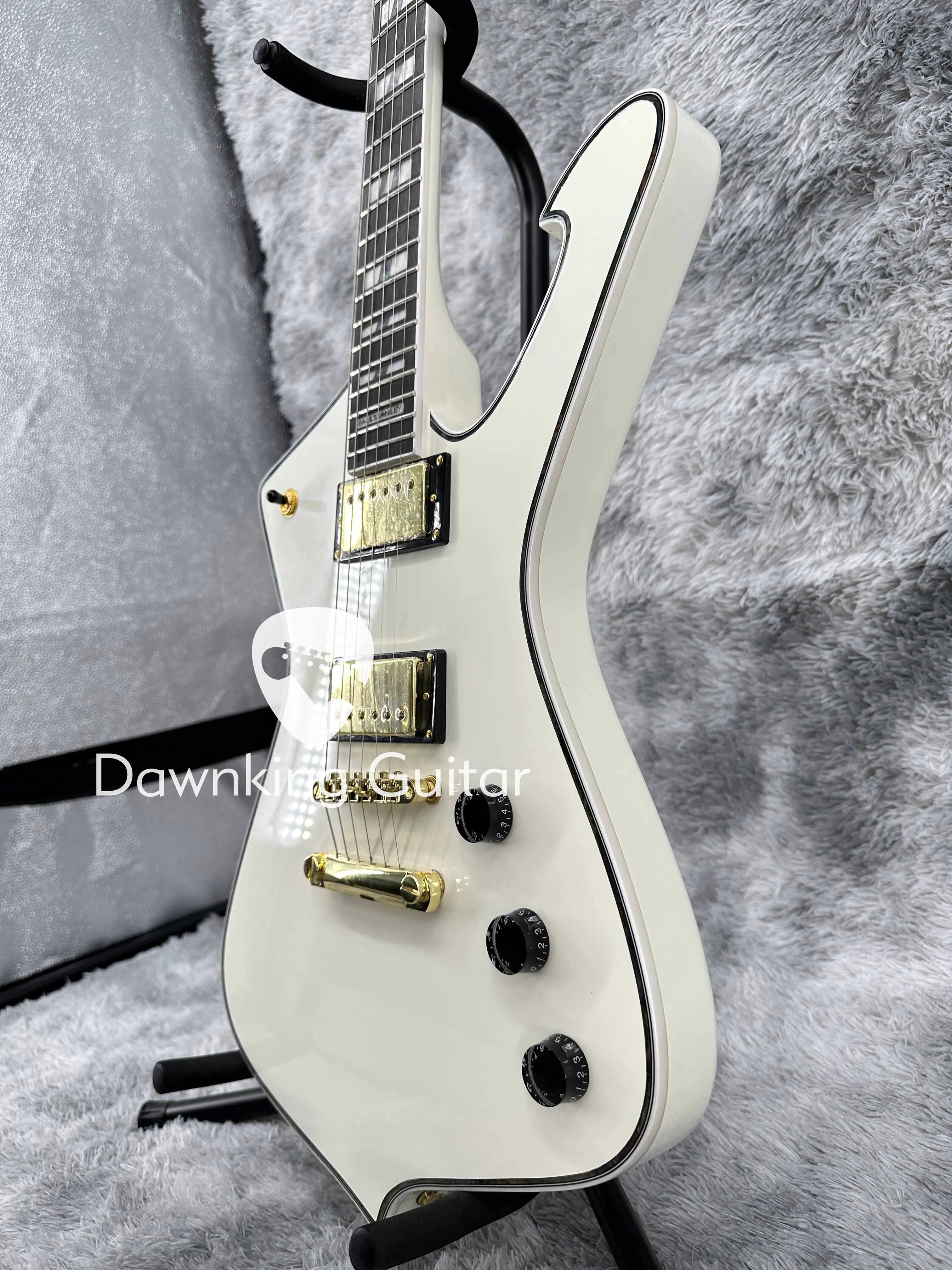 New White Iceman Electric Guitar Gold Hardware Fixed Bridge 2H Pickup Solid Body free shipping