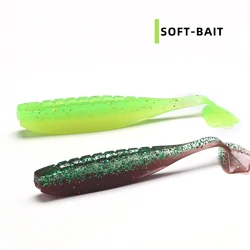HAIMALUO Fishing Lures 65mm 75mm Flippers T Tail Soft Baits Wobblers Carp Pike Swimbait Sea Artificial Plastic Baits