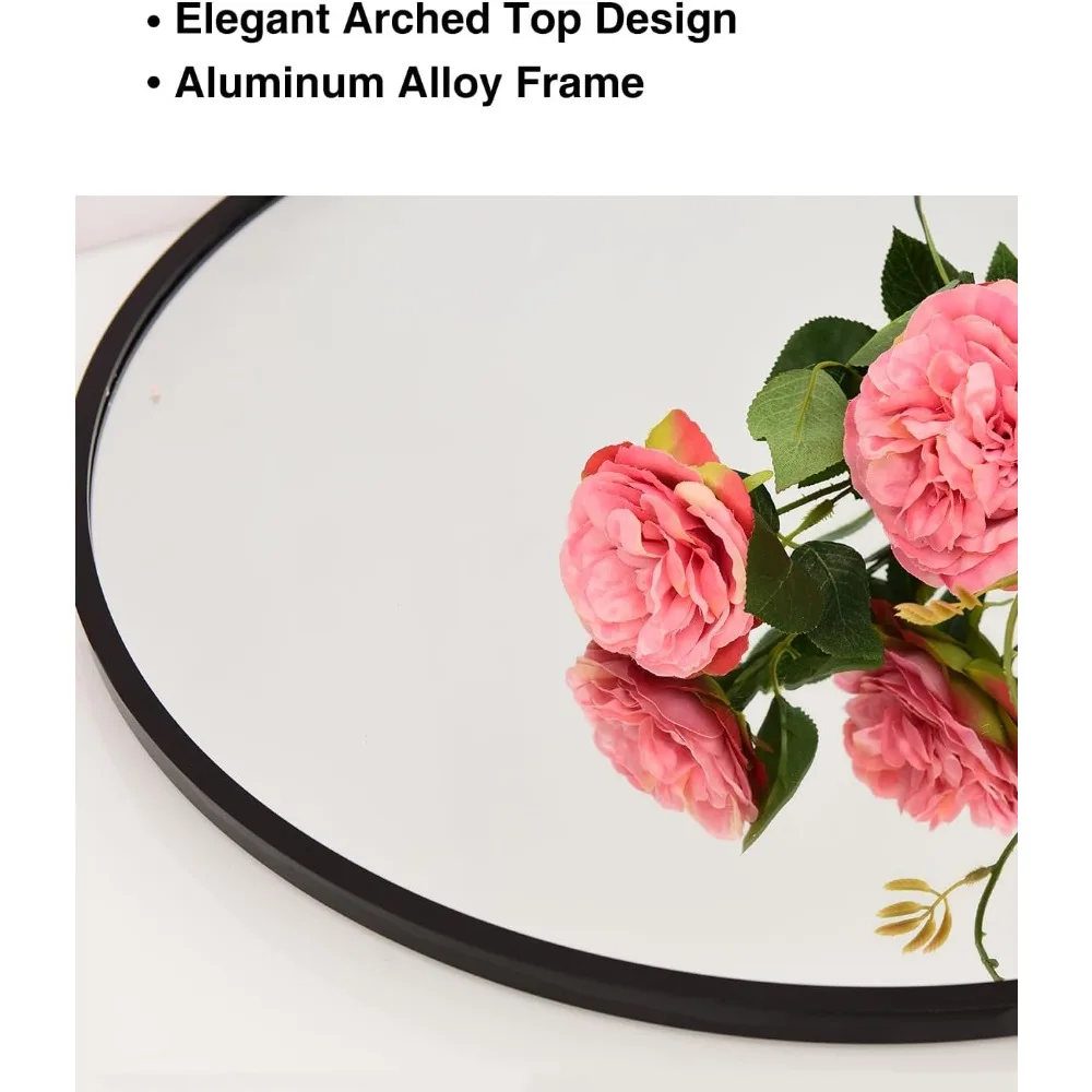 Freestanding Arched Floor Mirror - 58x18 Black Full Length Mirror for Bedroom, Living Room, Dressing Room - Elegant Arch Design,